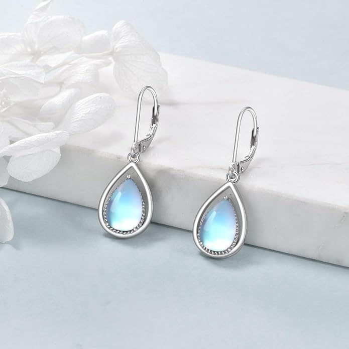 VONALA Dangle Earrings 925 Sterling Silver Opal Larimar Lapis Sapphire Turquoise Moss Agate Crystal Dangling Earrings Jewelry Gift for Women