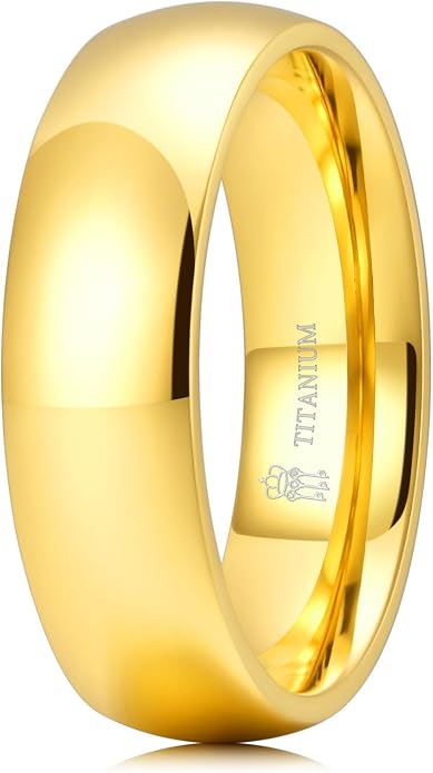 THREE KEYS JEWELRY 2mm 4mm 6mm 8mm Titanium Wedding Band for Men Women, Classic Domed & Step Edge High Polished Comfort Fit Anniversary Ring, Size 4-15