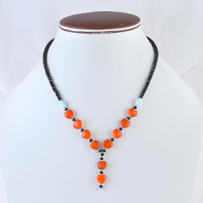 925 Sterling Silver Handmade Gemstone Necklace with Natural Heart-Shaped Beads – Dainty Jewelry for Women