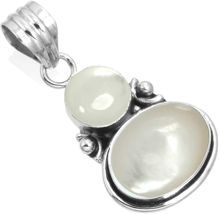 Handmade Genuine 925 Sterling Silver Pendant Necklace Natural Gemstone Crystal, Lapis, Onyx, Amber Oval Round Boho Jewelry For Women
