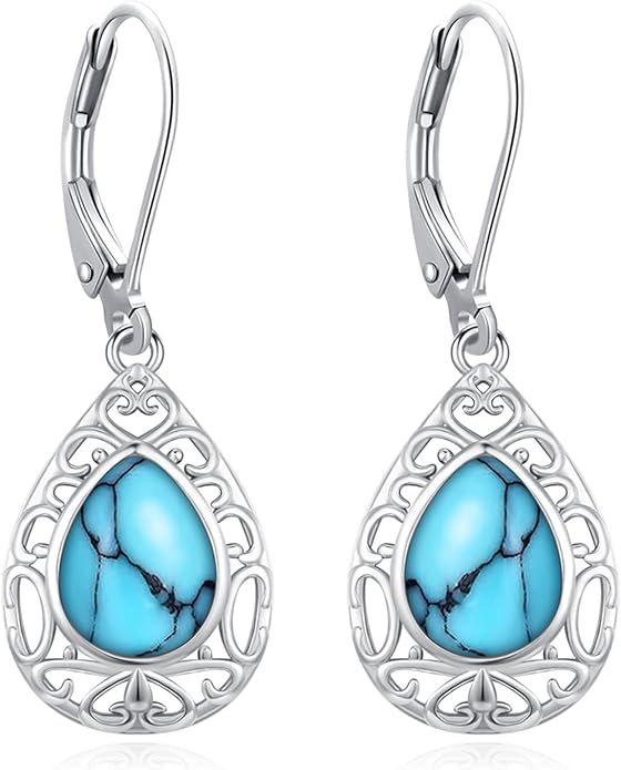 Tree of Life/Cat/Turtle/Butterfly/Flower/Celtic/Turquoise/Moonstone Dangle Earrings for Women Sterling Silver Cute Animals Drop Earrings Jewelry Gifts