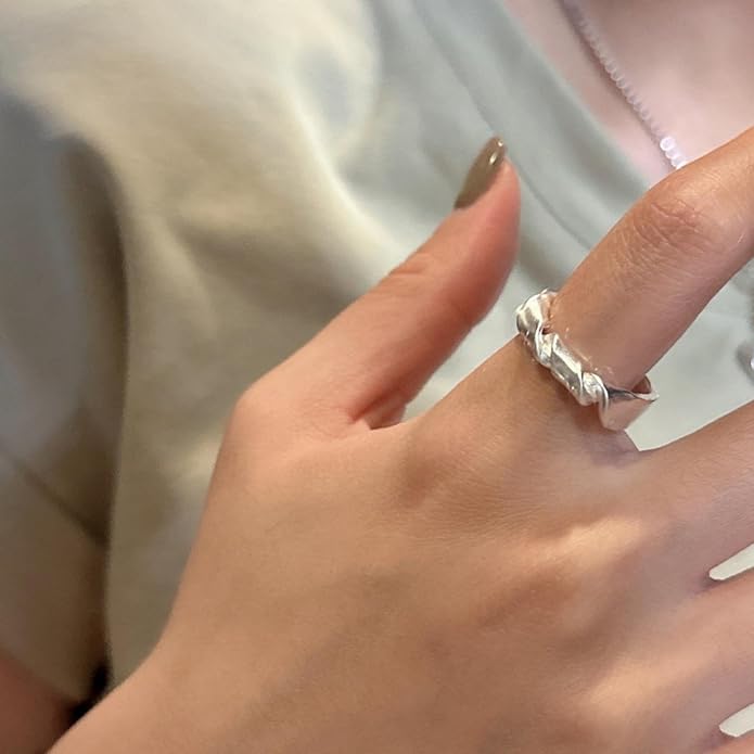 925 Sterling Silver Ring Minimalist Adjustable Rings Band Handmade Rings for Women Girls