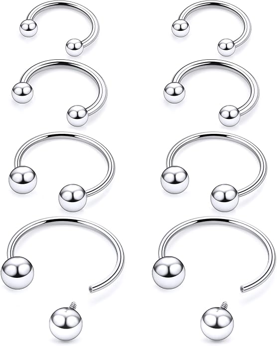 20G 18G 16G 14G 12G 8G 6G 4G 2G ASTM F136 Titanium Internal Thread Horseshoe Septum Ring Jewelry Circular Barbell Helix Snug Tragus Rook Daith Cartilage Earring Lip Ring Piercing Jewelry