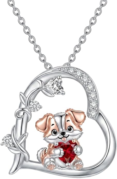 PELOVNY Teddy Bear Necklace for Women 925 Sterling Silver Bear/Highland Cow/Fox/Cat/Axolotl Birthstone Necklace Christmas Birthday Jewelry Gifts for Mom Daughter Wife Sister