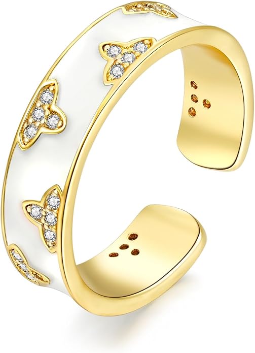 Vintage 14k Gold Ring for Women - Adjustable Carving Open Ring Unique Boho Jewelry Gift for Wedding Band & Daily Wear Ring
