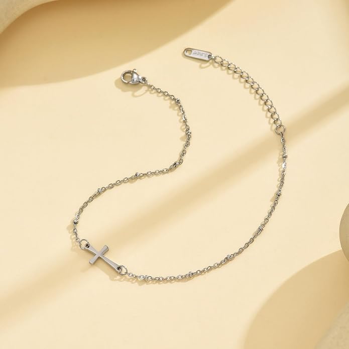 Dainty Ankle Bracelets for Women 18K Gold Plated Satellite Beaded Herringbone Lip Chain Anklets Simple Minimalist Summer Beach Foot Jewelry Christmas Gifts