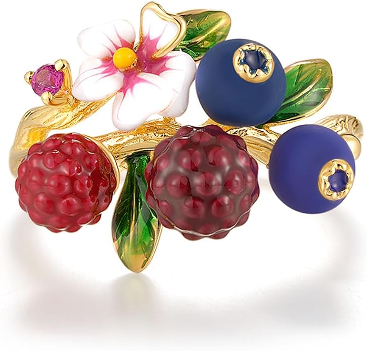 Santuzza 925 Sterling Silver Enamel Flower Ring for Women