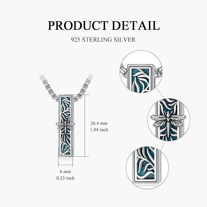 925 Sterling Silver Memorial Jewelry Urn Necklaces for Ashes, Photo Locket Necklace that Holds Picture