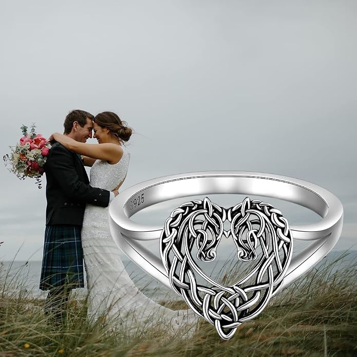 Horse Ring Sterling Silver Celtic Horse Rings for Women Couples Celtic Knot Equestrian Horses Jewelry Horsey Gifts