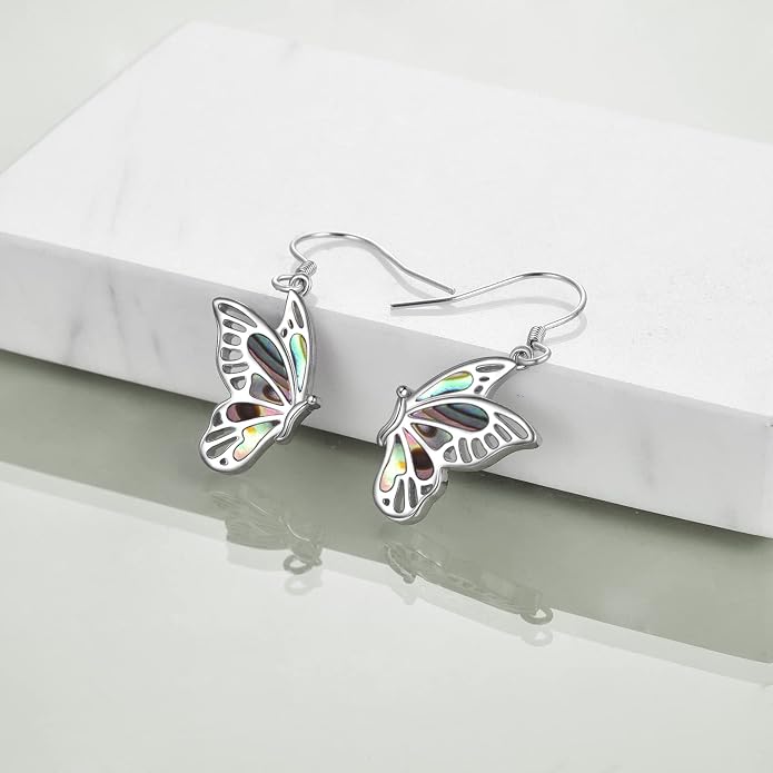 Butterflygold/Cat/dog/Dragonfly/Orca/Bee/Amber/Axolotl/Toothless/Hedgehog/Dragon/Snake/Horse/Mushroom/Anime/Dragonfly Earring for Women Sterling Silver Animals Drop Earring Jewelry Hypoallergenic (silver-butterfly)