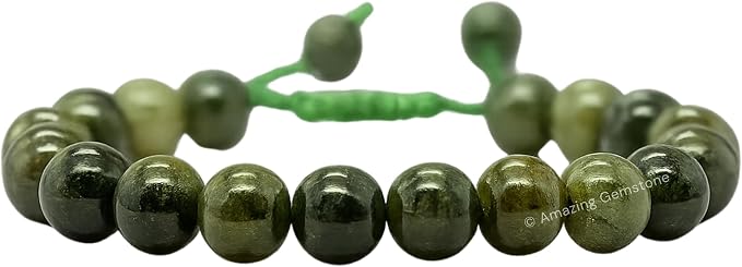 Amazing Gemstone Chrome Diopside Bracelet, Gifts for Men & Women - Protection Healing Crystal Bracelet - 8mm Gemstone Beaded Adjustable Bracelet, Pulseras para Hombres Mujer Stocking Stuffers