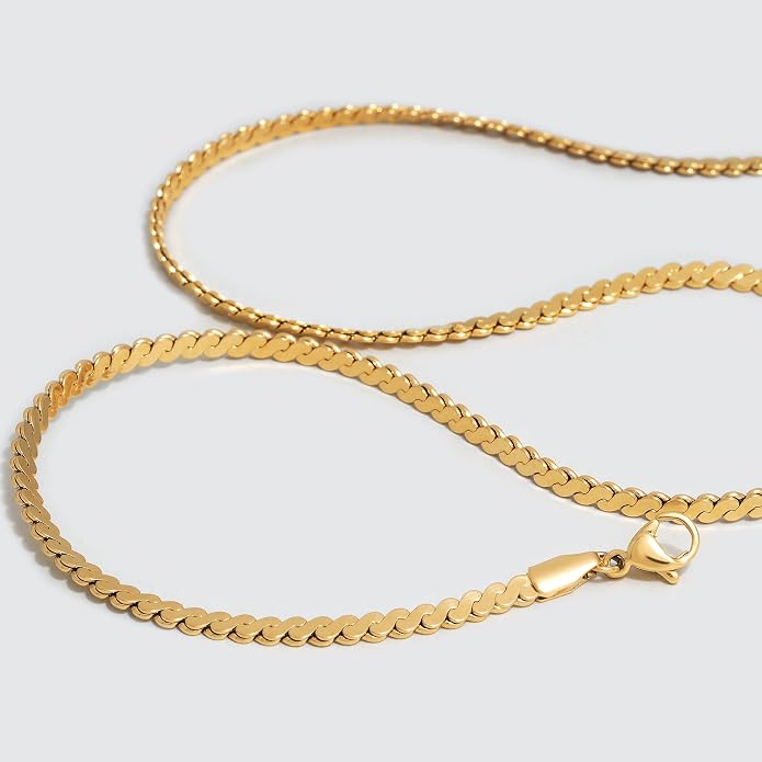 Dremmy Studios Dainty Gold Choker Necklace for Women 14K Gold Plated Coin Disc Figaro Layered Beaded Flat Mariner Sideways Cross Wishbone Link Clavicle Necklaces