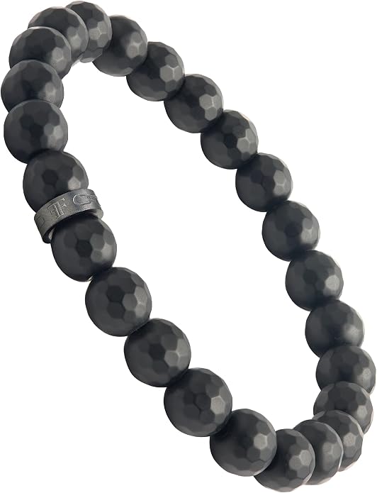 Forge & Foundry Faceted Matte Black Onyx Stone Beaded Bracelet | Custom Signature Stainless Steel Bead | ‘Pindar’ | 8mm and 10mm Bead Desgins | Refined Hand-Crafted Jewelry