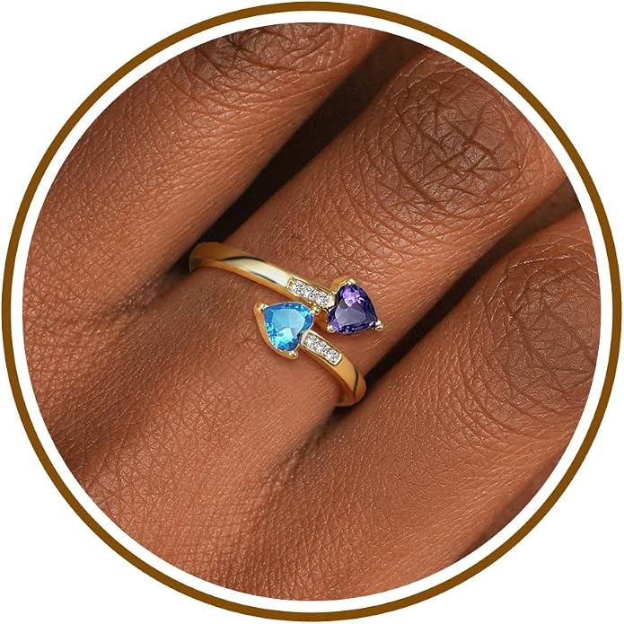 Btysun Mothers Day Gifts, Birthday Gifts for Women Non Tarnish Gold Rings Adjustable 1-12 Birthstone Rings Birthday Gift for Wife Mom Stocking Stuffers Promise Ring Anniversary Wedding Jewelry