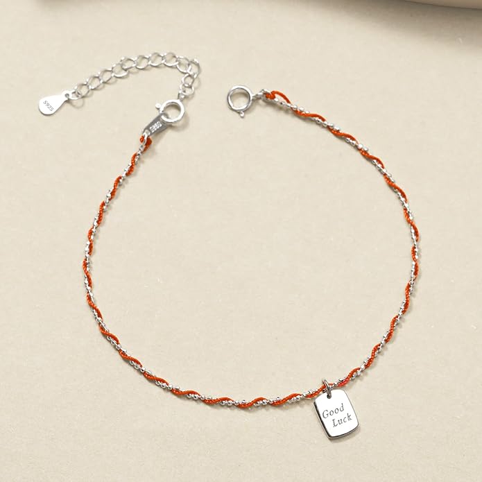 Lucky Red String Protection Bracelets for Women Men 925 Sterling Silver 14K Gold Plated Adjustable Gold Chain Red String Bracelet Red Braided Initial Strand Bracelet Handmade Jewelry for Couple Daughter Birthday Jewelry Gifts