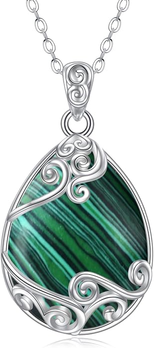 YAFEINI 925 Sterling Silver Moonstone Necklace Filigree Teardrop Pendant Necklace Jewelry for Women Girls