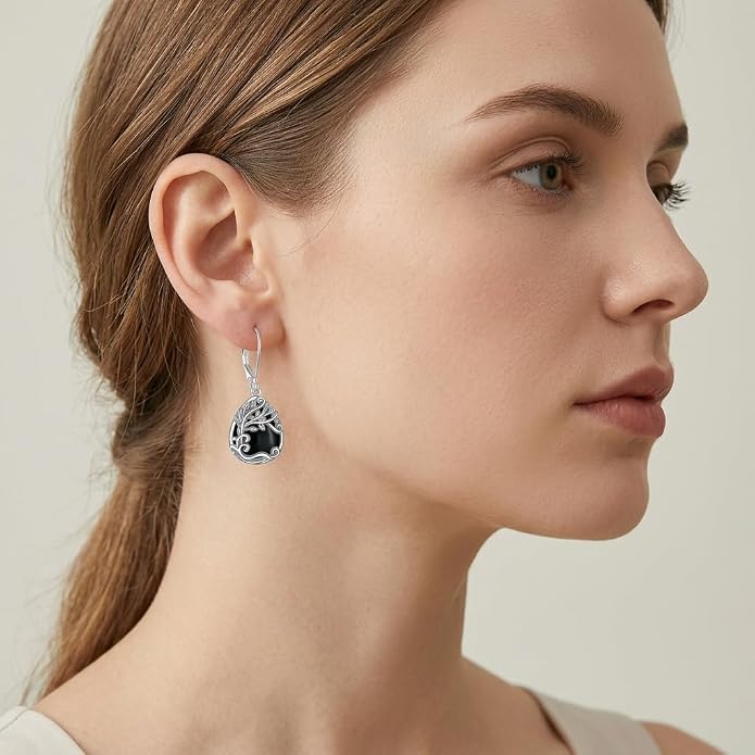 Teardrop Tree of Life/Filigree Earrings for Women Dangle Leverback Earrings Jewelry Gift Anniversary For Her