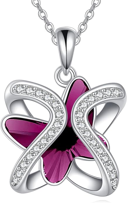 Crystal Necklace 925 Sterling Silver Crystal Pendant Necklace for Women Gift for Women
