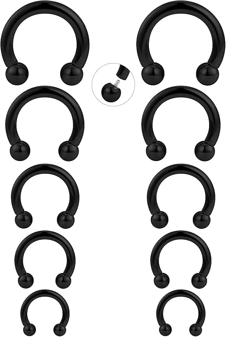 20G-00G Septum Rings Ear Gauges Earrings Stretching Kit 316L Surgical Steel Horseshoe Septum Pa Piercing Jewelry for Women 10mm 12mm 14mm 16mm