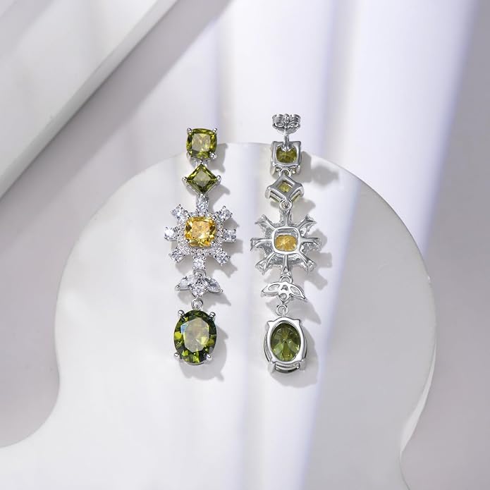 925 Sterling Silver Colorful Chandelier Teardrop Dangle Earrings Statement Flower Stud Earrings for Women Party Prom