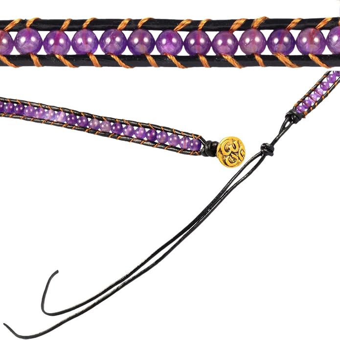 Nupuyai Handmade Leather Beaded Stone Wraps Bracelet Collection for Unisex