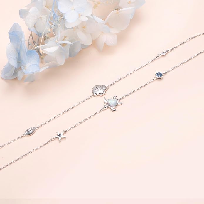 Anklets for Women 925 Sterling Silver Blue Evil Eye Infinity Butterfly Adjustable Multilayer Layered Summer Beach Ankle Bracelet Foot Chain Jewelry for Women