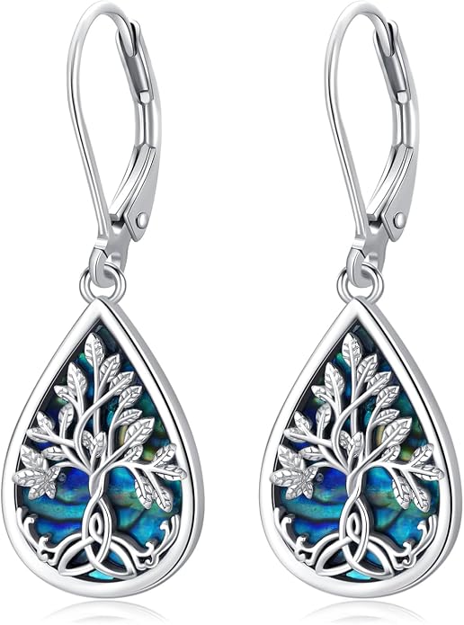 925 Sterling Silver Earrings Tree of Life/Cat/Animal/Turquoise/Moonstone Dangle Drop Earrings for Women Leverback Earring Hypoallergenic Jewelry Gifts
