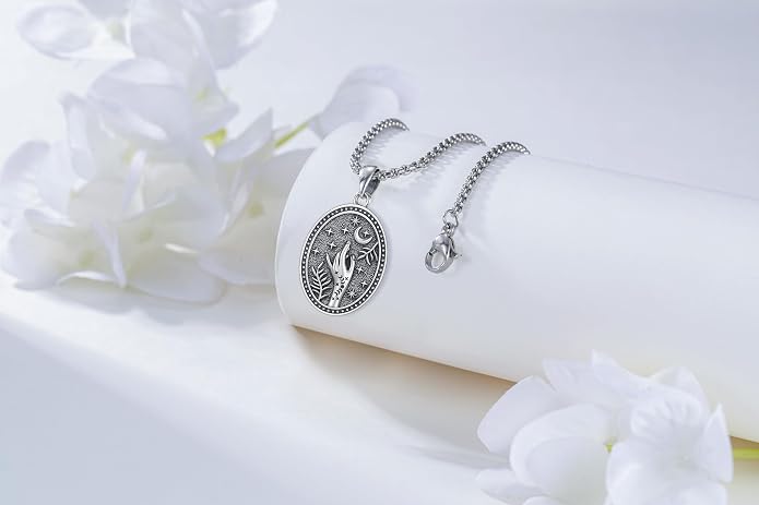 Hecate Wiccan Triple Moon Goddess Necklace Tetragrammaton Nudo De Bruja Plata 925 Original Sterling Silver Cat Moon Pendant Hekate Witch Necklace Amulet Witchy Jewelry Gifts for Women Men