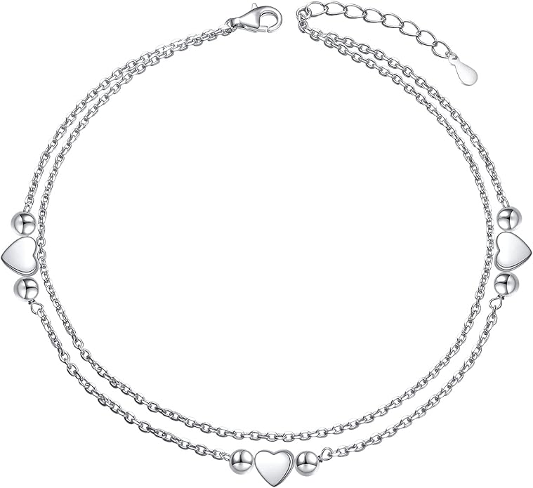 Alphm Anklet for Women S925 Sterling Silver Adjustable Foot Evil Eye Starfish Heart Bead Butterfly Celtic Knot Cross Multilayer Layered Ankle Bracelet Jewelry