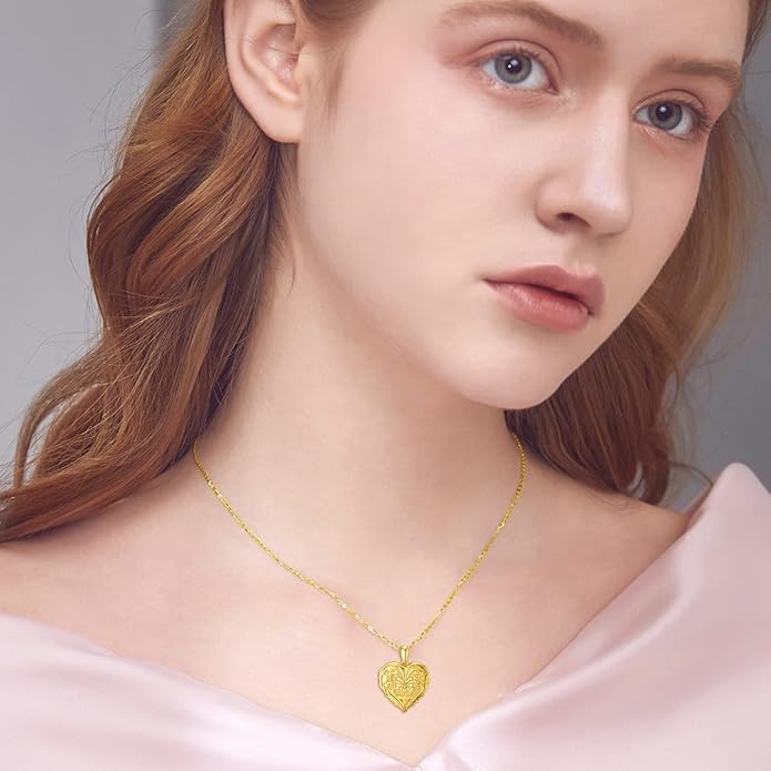 SOULMEET Personalized Silver Locket Necklace That Holds Pictures Photo Keep Someone Near to You, Memorial Custom Lockets Necklaces Letters Engraving for His Her