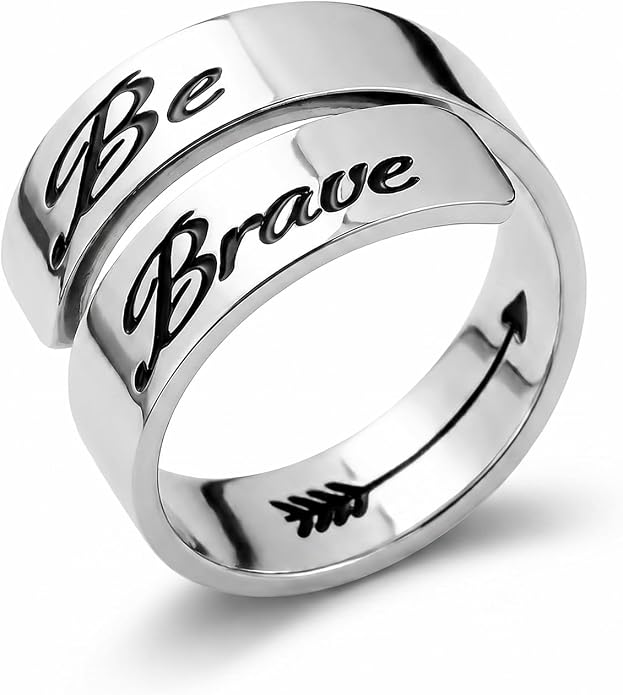 Inspirational Motivational Adjustable Ring Personalized Stainless Steel Spiral Wrap Twist Rings Encouragement Statement Graduation Jewelry Birthday Gifts for Women Teengirls.