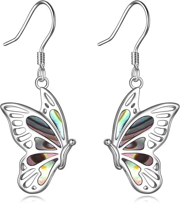 Butterflygold/Cat/dog/Dragonfly/Orca/Bee/Amber/Axolotl/Toothless/Hedgehog/Dragon/Snake/Horse/Mushroom/Anime/Dragonfly Earring for Women Sterling Silver Animals Drop Earring Jewelry Hypoallergenic (silver-butterfly)