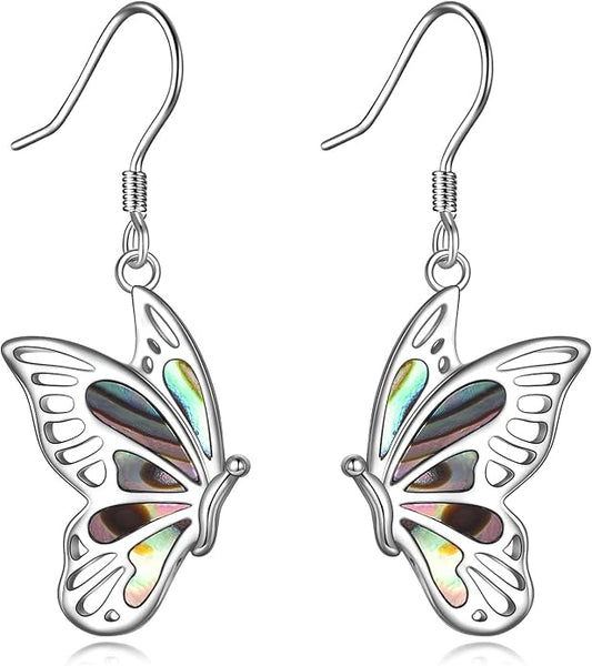 Butterflygold/Cat/dog/Dragonfly/Orca/Bee/Amber/Axolotl/Toothless/Hedgehog/Dragon/Snake/Horse/Mushroom/Anime/Dragonfly Earring for Women Sterling Silver Animals Drop Earring Jewelry Hypoallergenic (silver-butterfly)