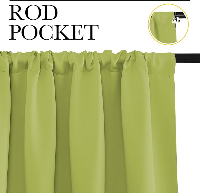 NICETOWN 2 Panels Blackout Curtains, Rod Pocket Thermal Insulated Drapess for Bedroom, Privacy Protection Easy-Care Heavy Duty Curtains for Living Room/Dining Room, W70 x L95 inches, Fresh Green