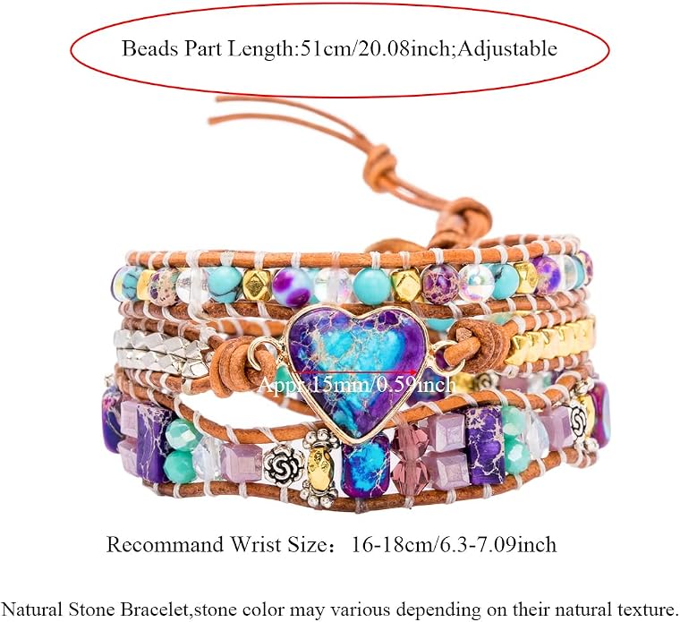 YGLINE Natural Stone Bracelet 3 Wraps Bracelet Handmade Boho Bracelet for Women Bracelet