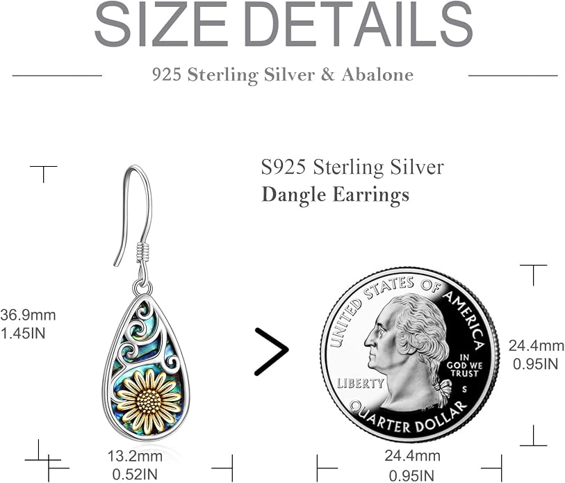 POPLYKE 925 Sterling Silver Tree of Life Dangle Earrings for Women Fashion Abalone Shell Jewelry Gifts for Mom Sister Friend Birthday