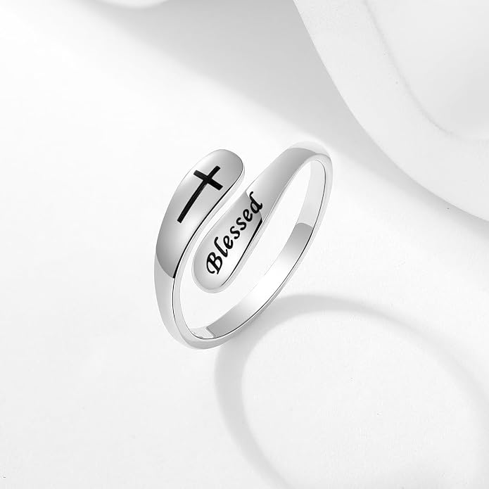 925 Sterling Silver Inspirational Adjustable Rings - Personality Encouragement Jewelry Gift For Women