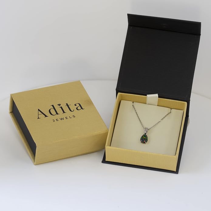 14K Gold Plated Gemstone Teardrop Necklace for Women – Dainty Birthstone Jewelry – Elegant Everyday Gold Necklace – Gift for Her