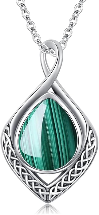 PELOVNY Celtic Knot Necklaces for Women 925 Sterling Silver Gemstone/Birthstone Teardrop Infinity Necklace Irish Celtic Pendant Jewelry Gifts for Mom Daughter Wife
