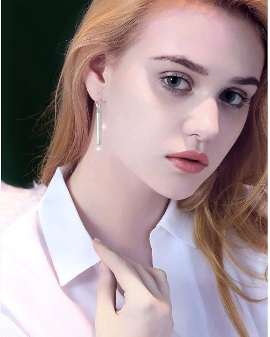 S925 Sterling Silver Vertical Drop Dangle Earrings Gift for Women Teenage