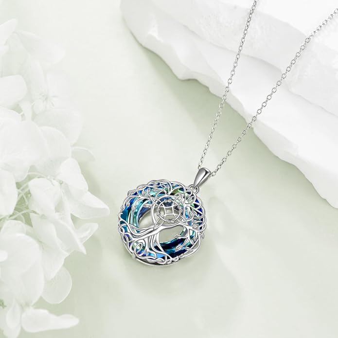 YFN Tree of Life Necklace Sterling Silver Celtic Knot Tree Pendant Jewelry Gifts for Women Men