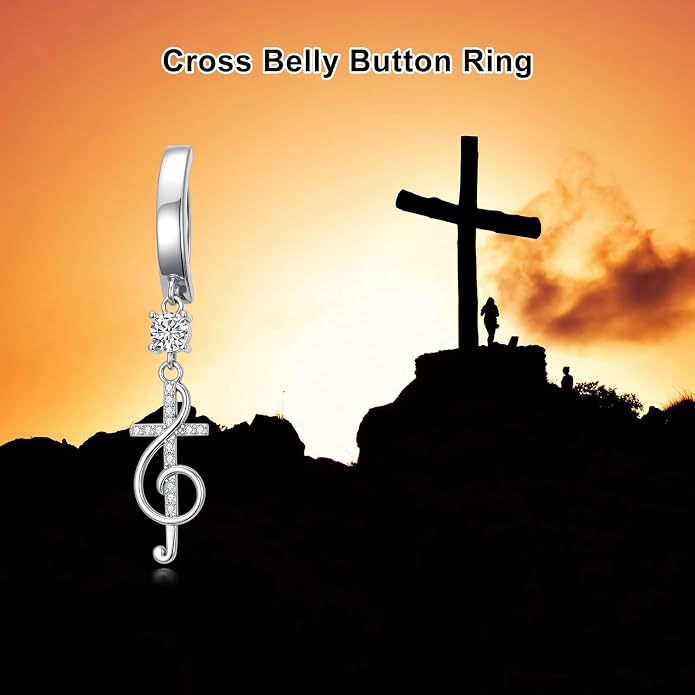 Butterfly Cross Shark Belly Button Ring 925 Sterling Silver Clicker Belly Rings Dangle Navel Ring Hypoallergenic Navel Piercing Belly Piercing Jewelry Gifts for Women