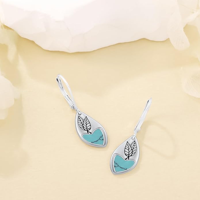 Aniu Tree of Life Earrings for Women Turquoise Malachite Teardrop Dangle Earrings for Women Sterling Silver Anniversary Birthday Drop Dangle Earrings Jewelry Gifts