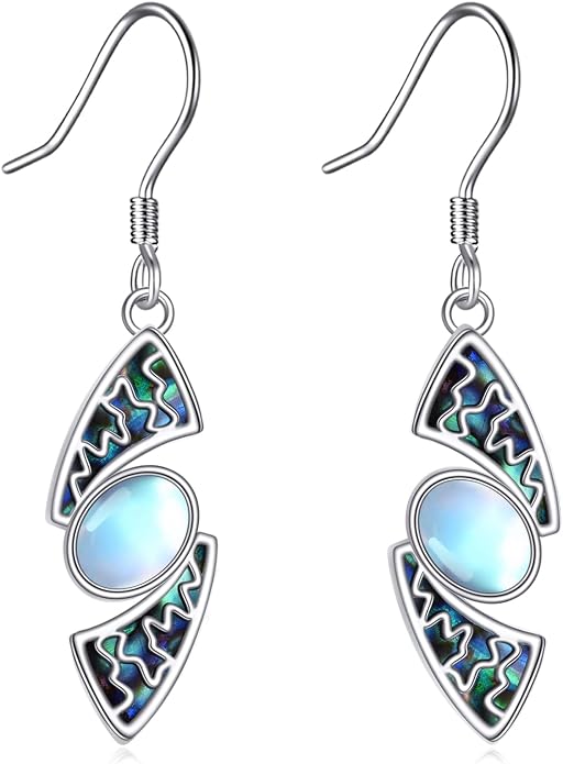 Abalone Shell Dangle Drop Earrings for Women 925 Sterling Silver Filigree Bohemian Earrings Jewelry Gift