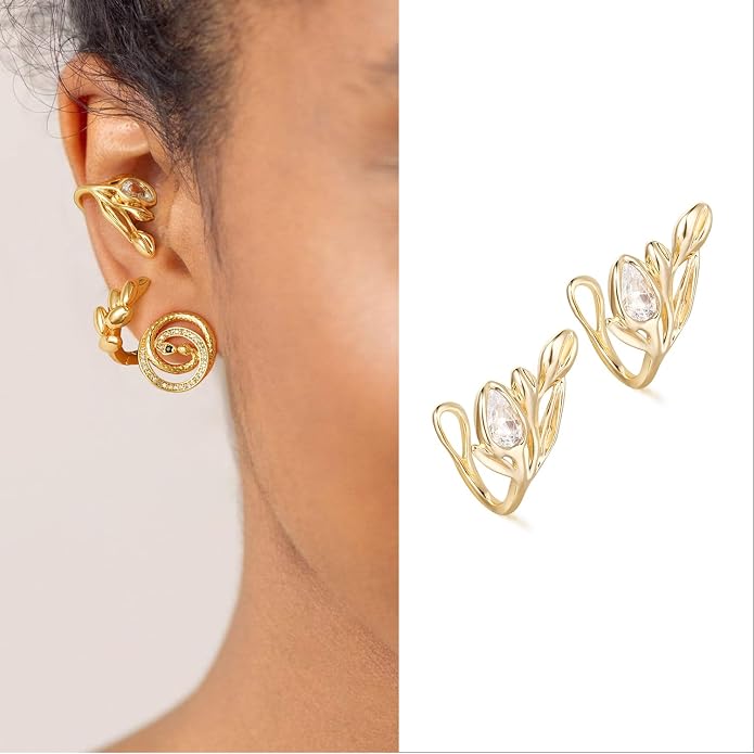 MYEARS Women Ear Cuff Earring Gold Non Pierced Ear Cartilage Clip on Wrap Hoop 14K Gold Filled Tiny Boho Beach Simple Minimalist Delicate Handmade Hypoallergenic Jewelry Gift-Sold as Single/Pair