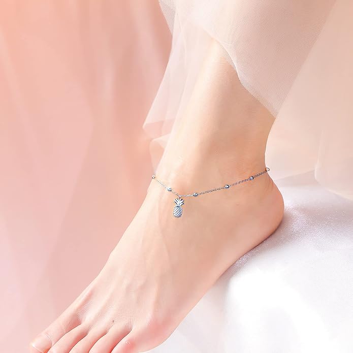 DAOCHONG Anklet for Women S925 Sterling Silver Adjustable Foot Chain Ankle Bracelet Anklets Jewelry