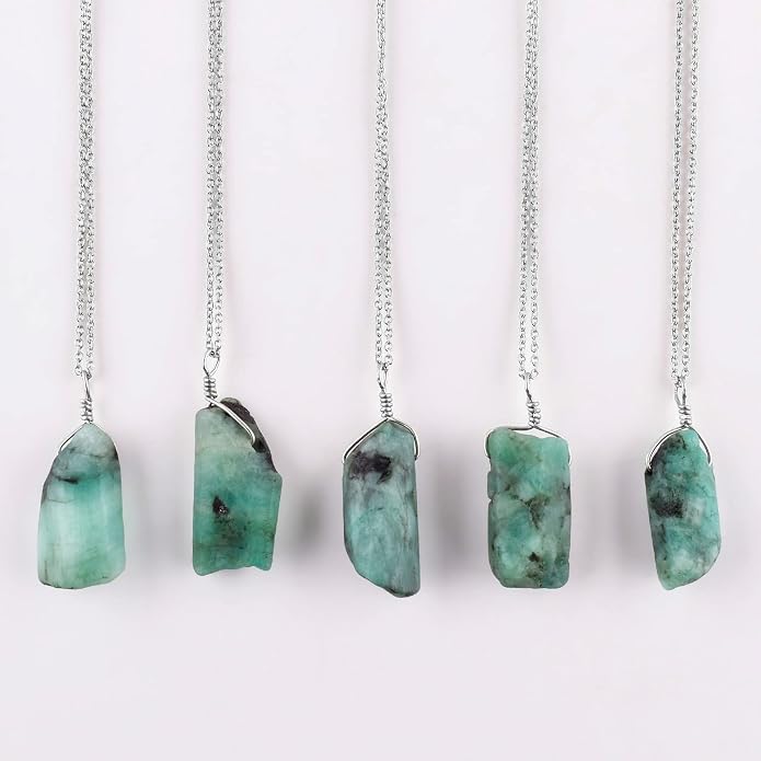 Raw Gemstone Dainty Pendant Necklace for Women, Trendy Healing Chakra Crystal, Birthstone Handmade 925 Sterling Silver Adjustable 18 inch Chain Jewelry, Birthday Gifts