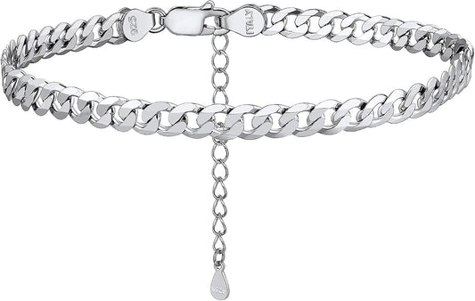 PROSILVER 925 Sterling Silver Ankle Bracelets For Women, Stylish Chain Anklets, Summer Beach Jewelry, 8.6-10.6 Inch Adjustable, Come with Box
