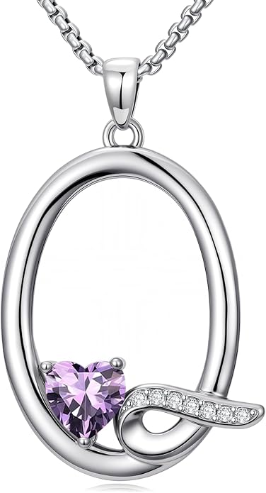 Birthday Gifts for Women Alphabet A to Z Initial Birthstone Pendant Necklaces for Women - 18k White Gold Plated Personalized Name Jewelry Anniversary Graduation Gifts for Wife Her Daughter Girlfriend(with Gift Box)