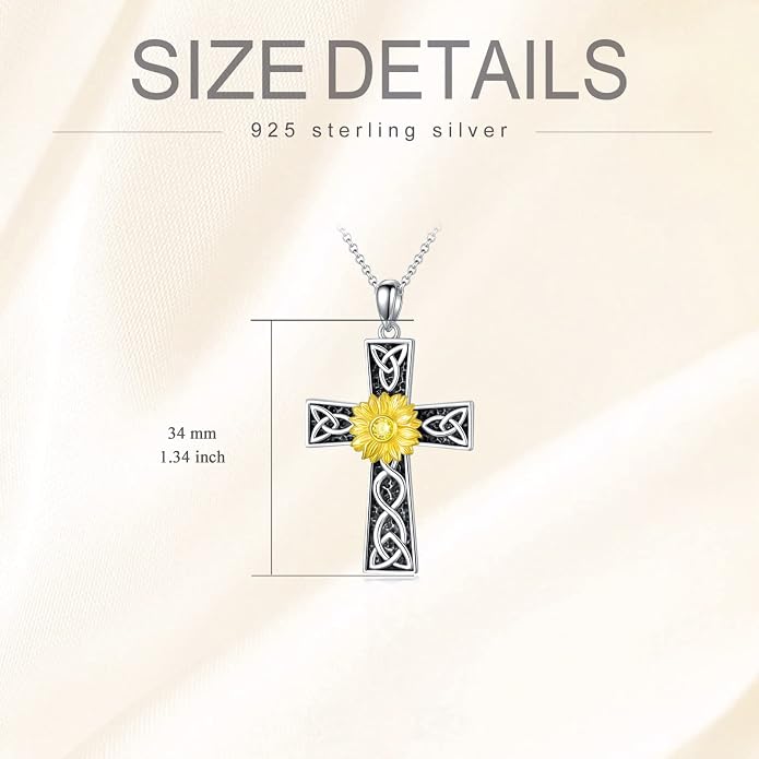 Cross Necklace for Women 925 Sterling Silver Crucifix Pendant Christian Cross Jewelry for Women Men